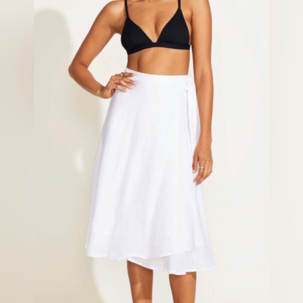 Patagonia Watergirl White Gauzy Organic Cotton Wrap Skirt Swim Coverup Sz S